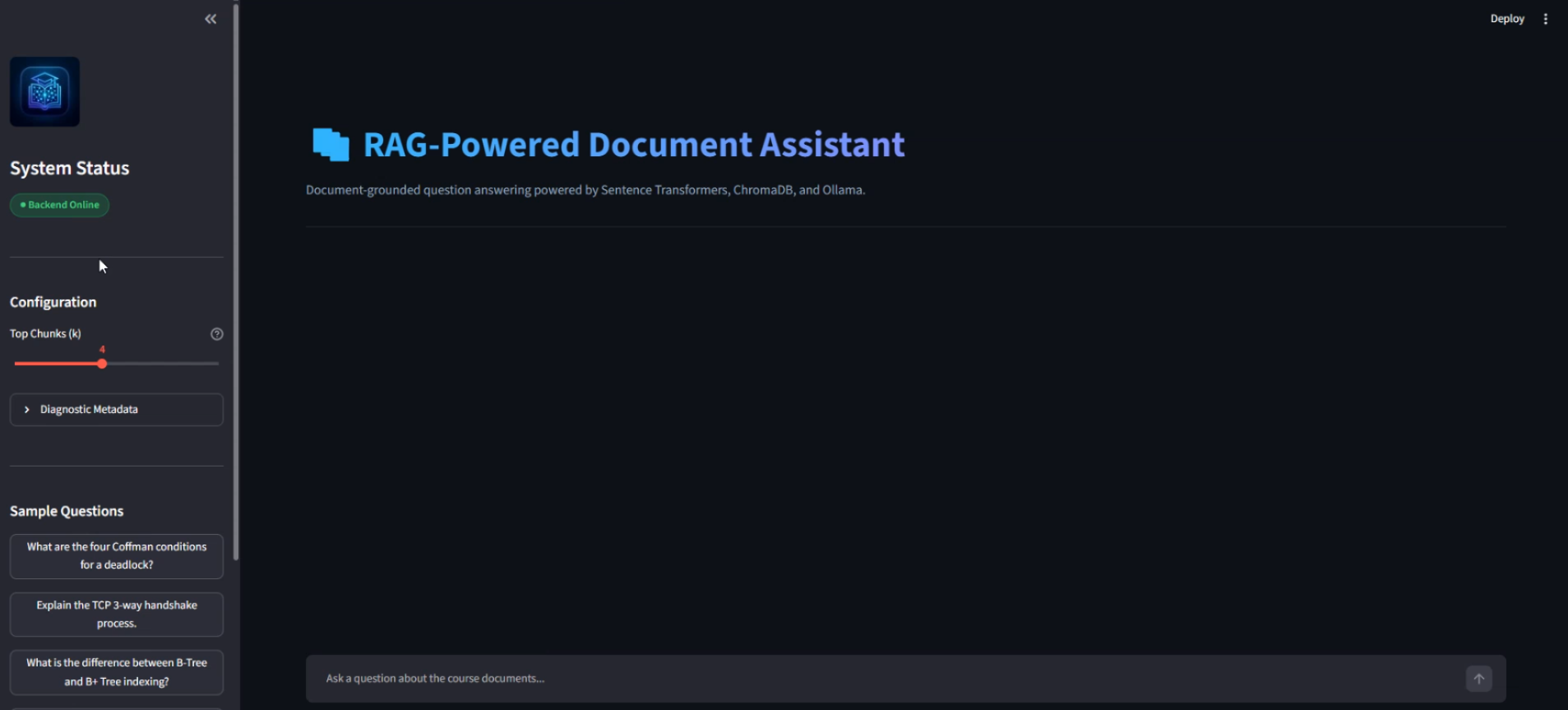 RAG-Powered Document Assistant Interface