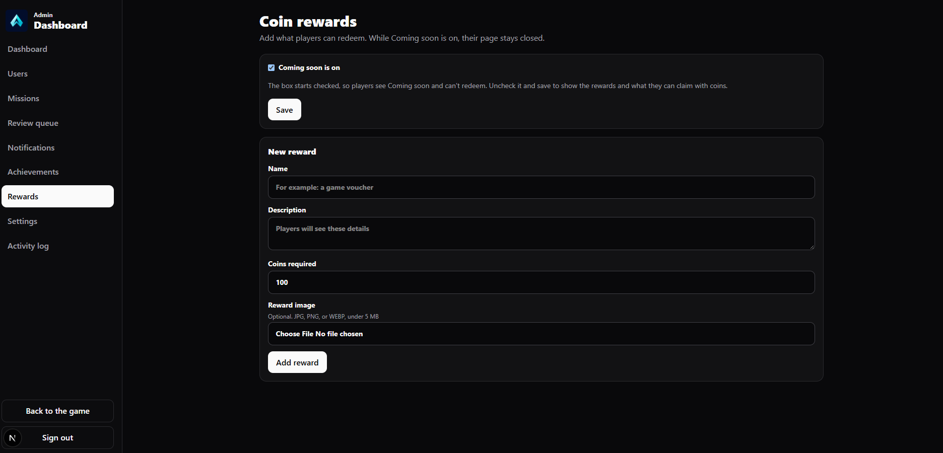Coin Rewards Store